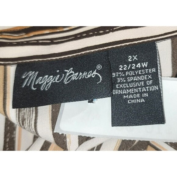 Maggie Barnes Gold Sparkle Striped Blouse - Size 2X - Picture 8 of 9
